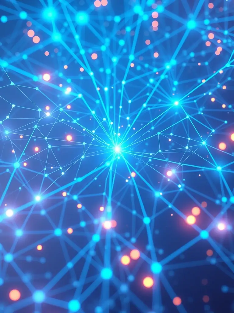 A high-angle shot of a complex algorithm visualization, with glowing lines and data points, representing emotional thermodynamics in advertising.